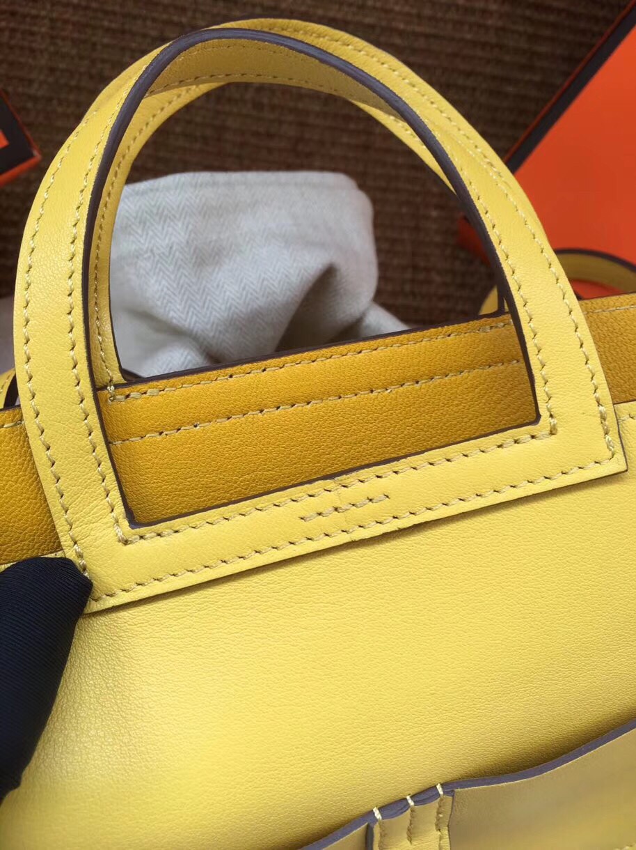 Hermes Mini Halzan 22 Handbag Shoulder Bag In Yellow Swift Leather